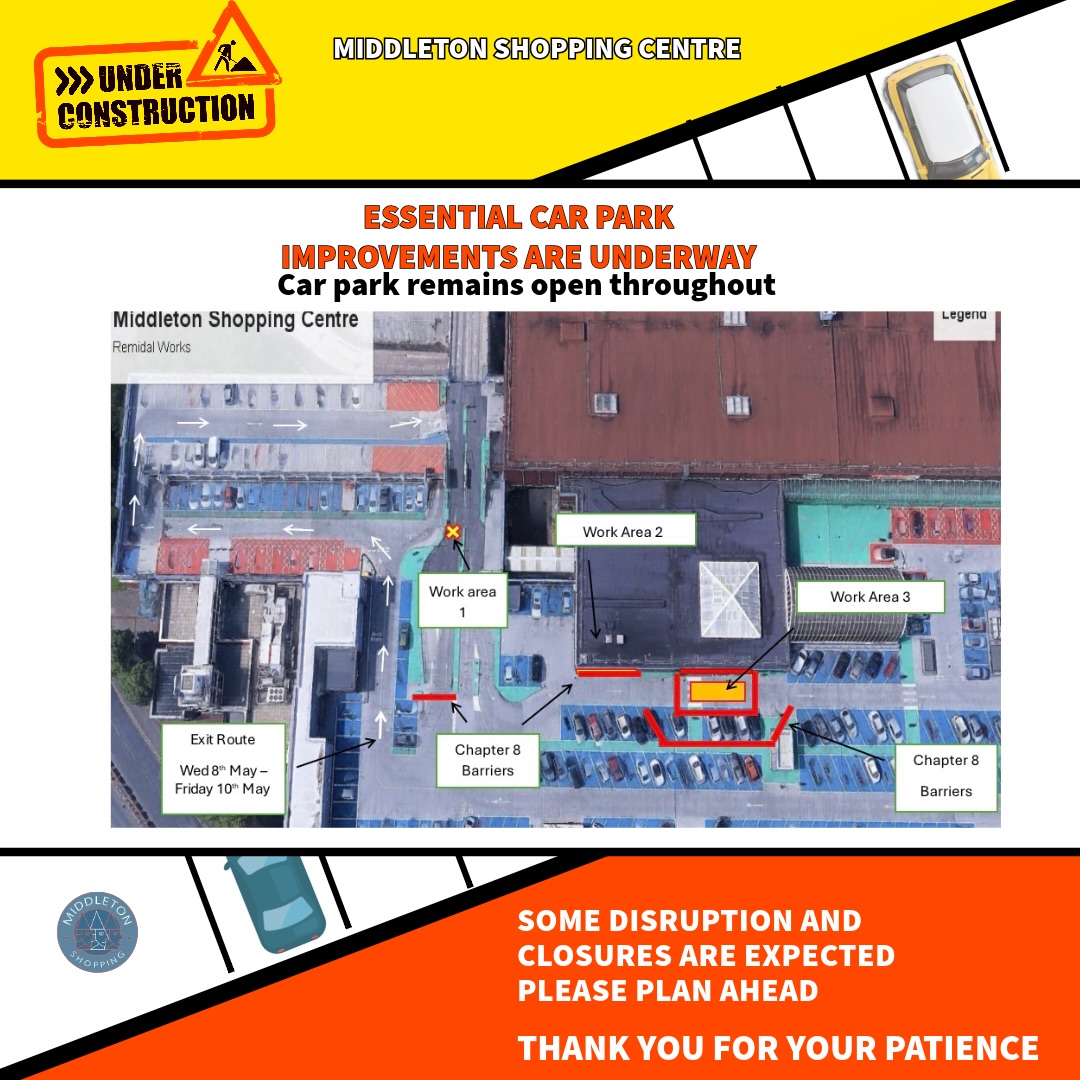 🚧 ESSENTIAL CAR PARK IMPROVEMENTS 🚧Work is now underway to improve our car park.📅 6th – 10th May
• Works taking place in Area 1
• Access routes will remain open and clearly signed📅 11th – 15th May
• Works move to Area 3
• Some parking bays will be temporarily unavailableArea 2 will have minor kerbing repairs and is not expected to cause disruption.⚠️ Some disruption and temporary closures are expected, so please plan ahead.🚗 Please follow all on-site signage and directions when visiting.Thank you for your patience while these improvements are carried out.