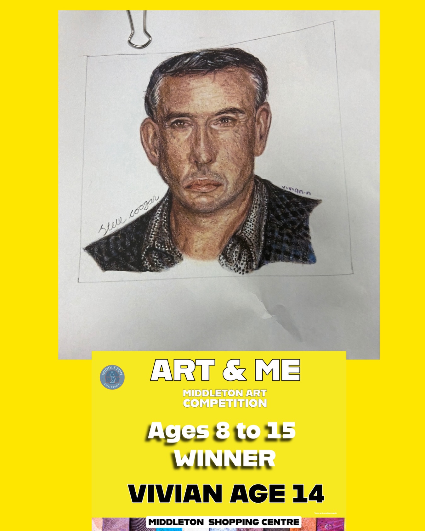 🎨 Category Winner Announcement 🎨Congratulations to Vivian, age 14, our Ages 8 to 15 winner in the Art & Me Middleton Art Competition 🏆Vivian’s portrait impressed the judges with its detail, creativity and skill, making it the winning entry in this category.As the category winner, Vivian has won a £50 voucher for The Works 🎉Thank you to everyone who entered and shared their artwork with us. We’ve loved seeing so much creativity across the community.Our remaining category winners will be revealed in the coming hours, so keep an eye on our page 👀#MiddletonShoppingCentre #ArtAndMe #MiddletonArtCompetition #WinnerAnnouncement #TheWorks CommunityCreativity