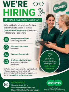 π @specsavers are HIRING β OPTICAL & AUDIOLOGY ASSISTANT πβ¨ No experience required β full training provided
π Full-time or part-time considered
π€ Customer-focused role
π Great opportunity to learn new skills and develop your careerπ© Interested? Please send your CV to
Sarah.haydock@specsavers.com
Elizabeth.blackledge@specsavers.comMiddleton Shopping Centre